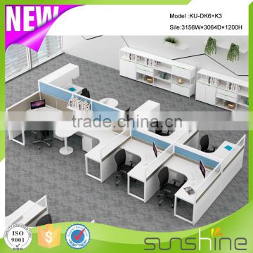 KU-DK6+K3 Unique Design Colorful Mfc Office Cubicle Workstation Commercial Office