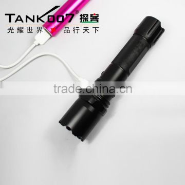 TANK007 rechargeable usb torch usb police flashlight led strong light flashlight