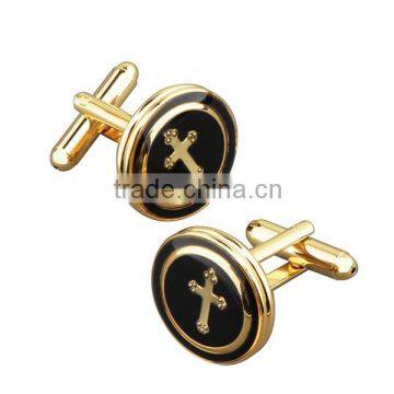 BasAcc Black/ Copper Round with a Cross Cufflink Wedding Cufflinks Metal Cufflinks