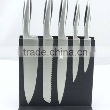 6 pcs Kitchen Knife Set with Magnetic Board Black