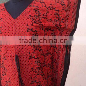 Wholesale printed floral patterns tunics dresses red kaftan style Pakistani designer long kaftan dress