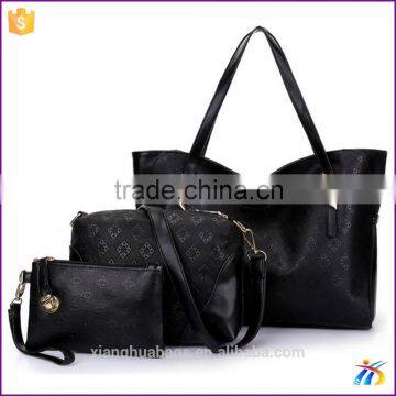 European stye black leather handbags set for women handbags china supplier