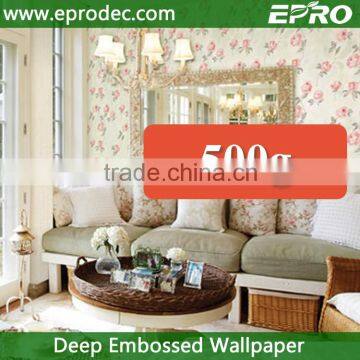 New beautiful flower non woven deep embossed wallpaper for sitting room