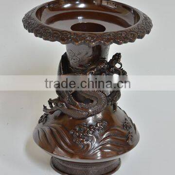 High Quality and BeautifulDragon and Bamboo Design Vase , Incense Burner , and Candlestick Set Made in Japan photo-2