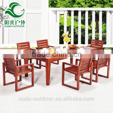 Antique style outdoor garden patio teak wooden dining table and chairs furniture