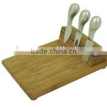 Bamboo Cheese cutting board with 3pcs stainless steel knife