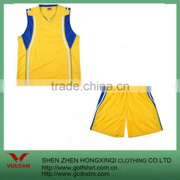 Yellow 100% Polyester Dry Fit Basketball Sportswear Jersey