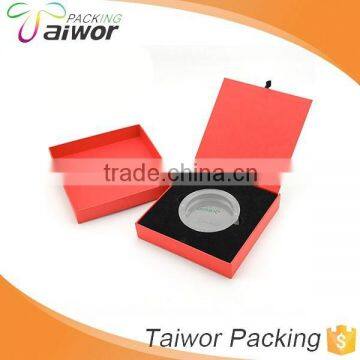 Made in China Red Fancy Wrapping Paper Top and Magnet Lid Jewelry Box with Silver Logo