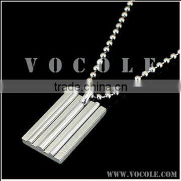Silver Ball Chains Stainless Steel Square Pendant Long Necklace photo-2