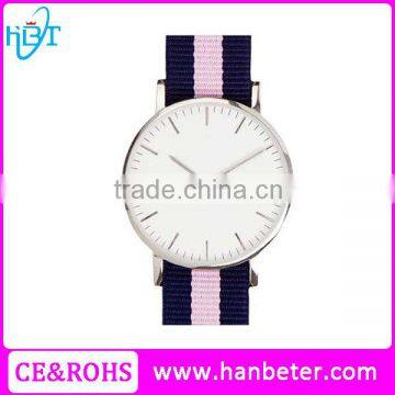 High fashion fabric 20mm size hardware nylon watches unisex with wholesale price