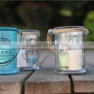 Decor Home Bulk Glass Candle Holders With Rope Handle Made in China photo-5