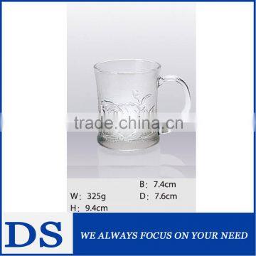 High Quality Glass Coffee Mug / Tea Mug / Juice Mug With Carved Flower