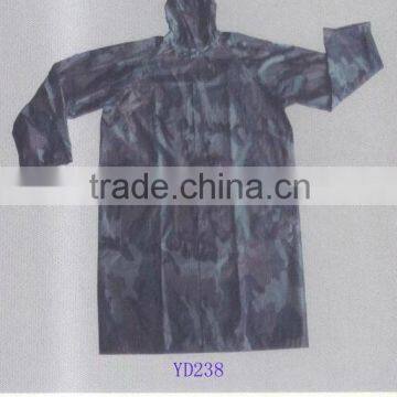 TAFFETA LONG RAINCOAT /PVC LONG RAINCOAT YD238 /CAMOUFLAGE COLOR LONG RAINCOAT