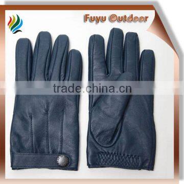 Cheap Pakistan long blue winter split cowhide plain style lined cheap mens leather gloves