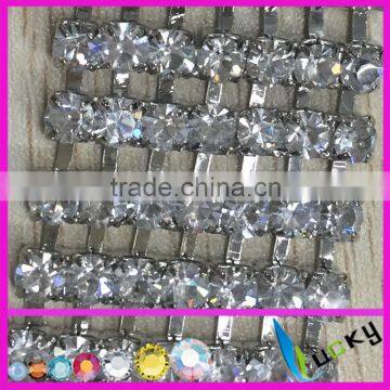 7rows high quality bling decorative multi rows crystal rhinestone loose cup chain for dress decoration