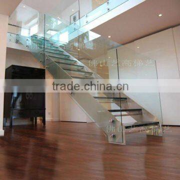 Straight glass stairs with double stringer 9004-28