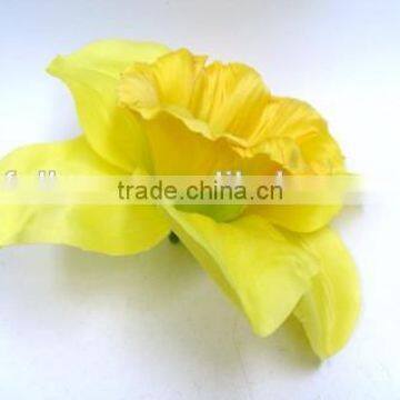 Silk Flowers Diameter 17cm Yellow Artificial Big Daffodil Flower Head photo-2