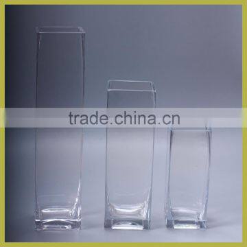 Clear Square Tall Glass Flower Vase