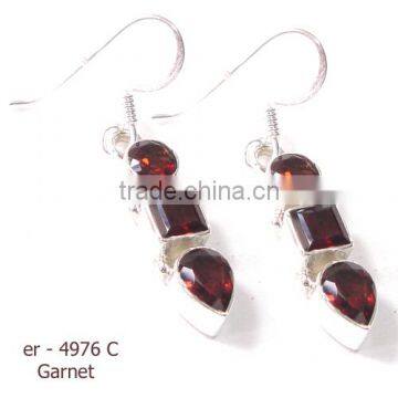 Red Stone Earrings Indian Dangle Earrings gemstone antique sterling silver 925 jewelry