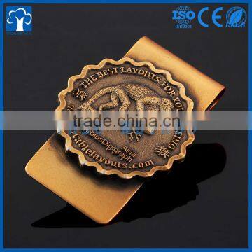 custom 3D antique gold plating money clip metal