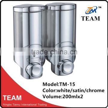 TM-15 bathroom fittings Wall mounted ABS chrome soap dispenser liquid double soap dispenser