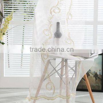 Pleated modern living room embroidery curtains with luxury sheer lace drape fabric