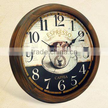 16 inch old fashion beautiful vintage wooden wall art clock (16W07GL-222)