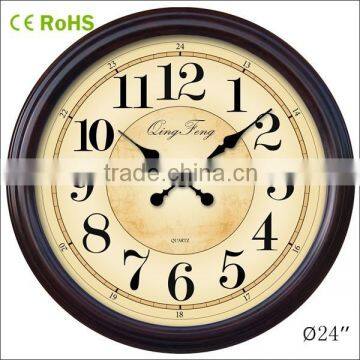 24 inch wooden wall clock decoration items village style wall clock digital wall clock