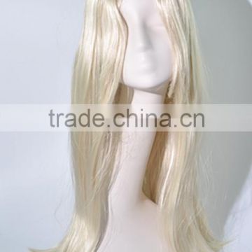 Show girl Long white silk wave wig fans wig Cosplay Wig N329