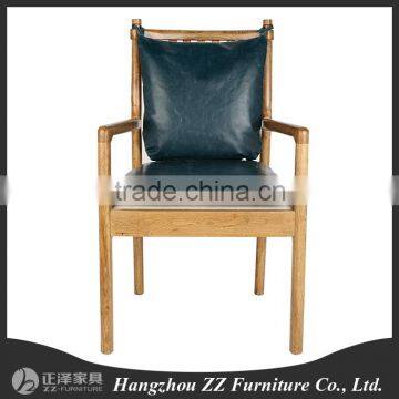 square back cane seat armchair, PU leather witharm hot sale dining chair