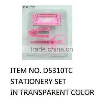 Stationery set in transparent color