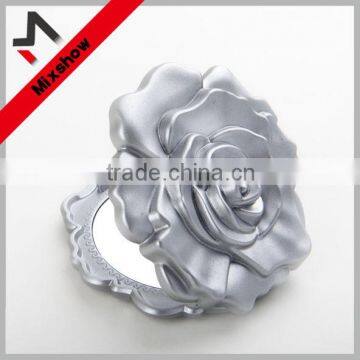 Plastic double sides compact flower mirror