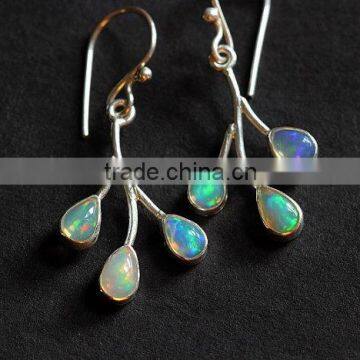 falak gems Ethiopian opal earrings - Artisan Opal earrings - Dangler Bezel earrings