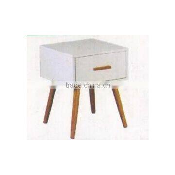 White color four legs mirror bedside table with one drawer