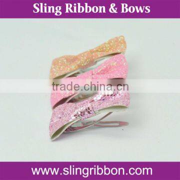 Wholesale Fashion Small Sparkle Ribbon Bows with Snap Clips