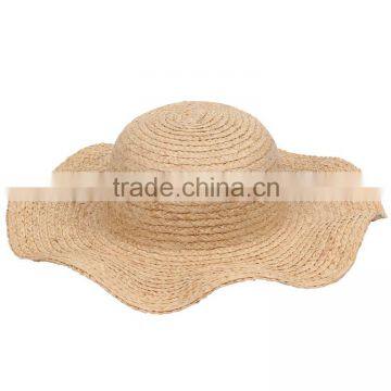 Ladies fashion raffia beach sun wide brim paper straw floppy hats