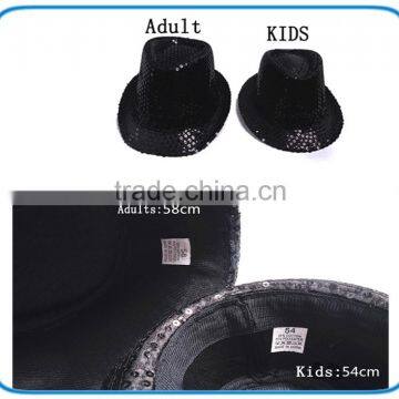 Cheap Black Personalized Birthday Glitter Caps Red Gold Kids Costome Mens Funny Led Light up Flashing Sequins Fedora Party Hats photo-6