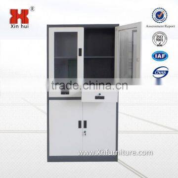 Glass door steel file cabinet with 2 drawers