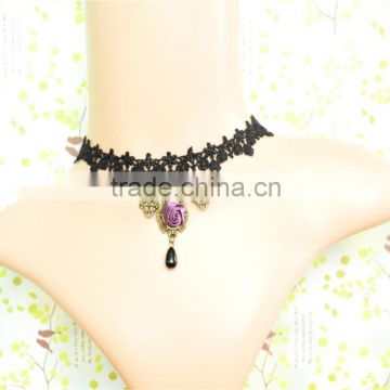 jewelry fairy Tribal Black Lace Choker Necklace female flowers false collar vintage jewelry wholesale