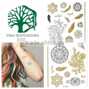 2015 New design Gold Metallic Tattoo Sticker