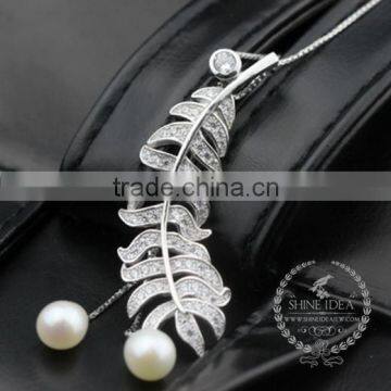 925 sterling silver leaf branch with pearl creative pendant necklace fashion women necklace jewelry 6360463