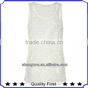 fashon women screen blouse chiffon knitted blouse sleeveless SHK0 1026