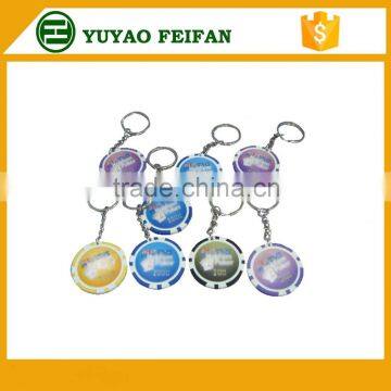 custom plastic poker chips style metal chain wholesale keyring