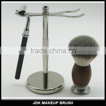 Custom Metal Stand Shaving Kit Wood and Metal Handle Nylon Shaving Brush Set With Razor photo-2
