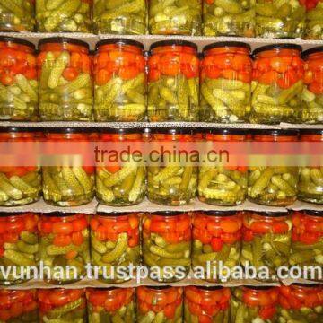 Pickled assorted baby cucumbers and Cherry tomatoes