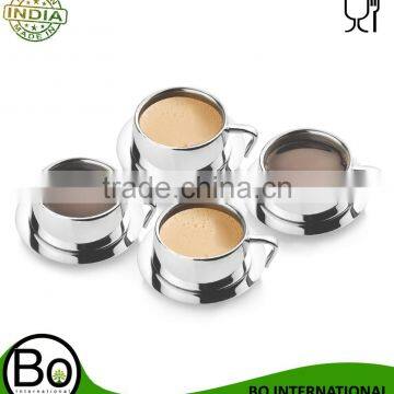 Stainless Steel Teas Cup With Coaster 8 x 5 cm