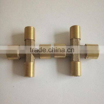 BSP,NPT,male and Female ,1/4*1/4 *1/4*1/4forged Cross -type Brass Connector,manifold Connectors photo-2