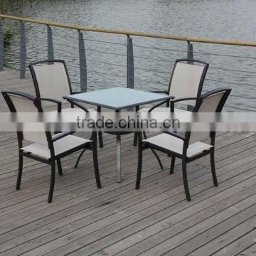 2012 aluminum frame glass top dining set aluminum furniture