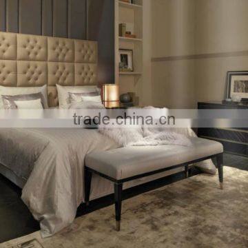 Latest Home Bedroom Design King Size Bed With Velvet Fabric Headboard / Deluxe Mordern Five Start Hotel Double Bed MOQ 1PC photo-2