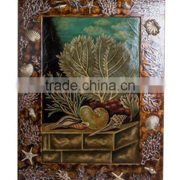 Hand Painted Wood Wall Painting, Floral Art Painting Wall Picture, Solid Wood Carved Decorative Wall Art